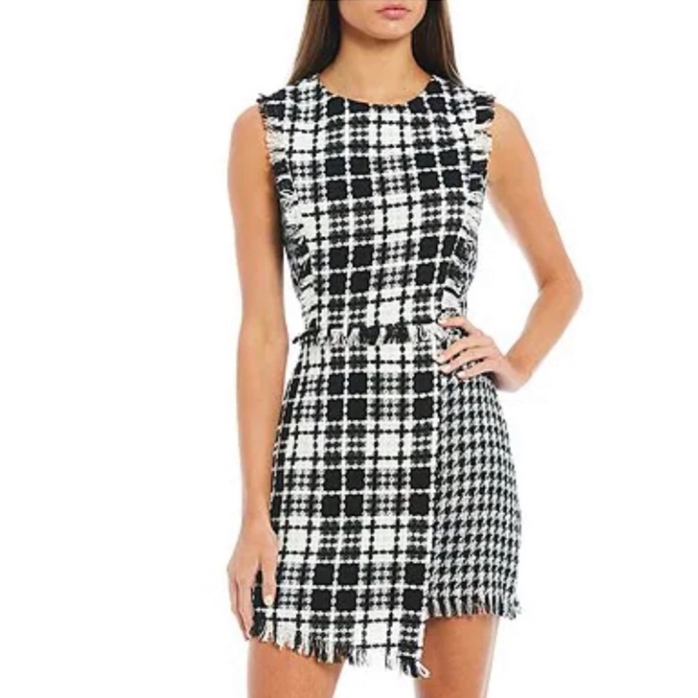 GB Frayed Detail Mixed Tweed Dress